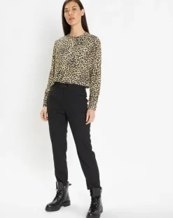 Outlet Galeries Lafayette Blouse col officier imprimé léopard noire