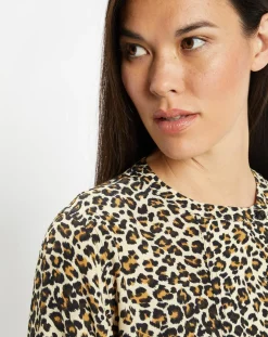 Outlet Galeries Lafayette Blouse col officier imprimé léopard noire