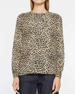 Outlet Galeries Lafayette Blouse col officier imprimé léopard noire