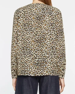 Outlet Galeries Lafayette Blouse col officier imprimé léopard noire
