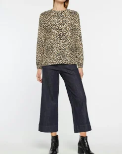 Outlet Galeries Lafayette Blouse col officier imprimé léopard noire