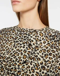 Outlet Galeries Lafayette Blouse col officier imprimé léopard noire