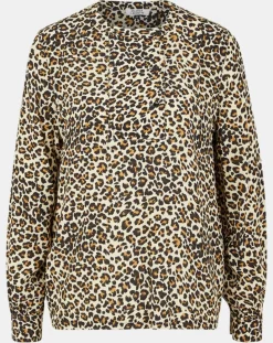 Outlet Galeries Lafayette Blouse col officier imprimé léopard noire