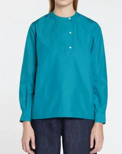 Sale Galeries Lafayette Blouse droite en Coton Genoise bleu moyen