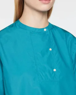 Sale Galeries Lafayette Blouse droite en Coton Genoise bleu moyen