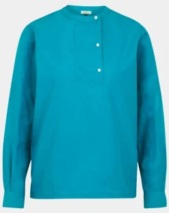 Sale Galeries Lafayette Blouse droite en Coton Genoise bleu moyen