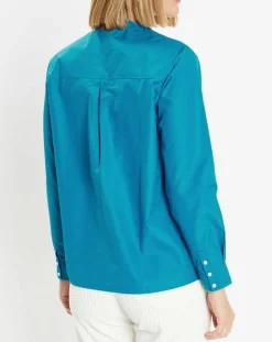 Sale Galeries Lafayette Blouse droite en Coton Genoise bleu moyen