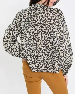 Femme Marc O'Polo Blouse en Coton bio à fleurs noir/écru