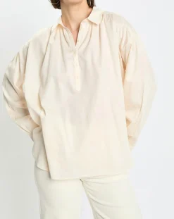 Femme Marc O'Polo Blouse en Popeline col polo écrue