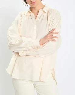 Femme Marc O'Polo Blouse en Popeline col polo écrue