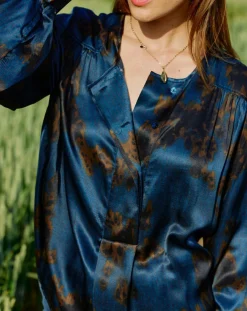 Hot Lauren Vidal Blouse en Soie mélangée Moon saporo