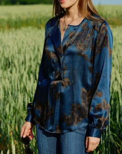 Hot Lauren Vidal Blouse en Soie mélangée Moon saporo