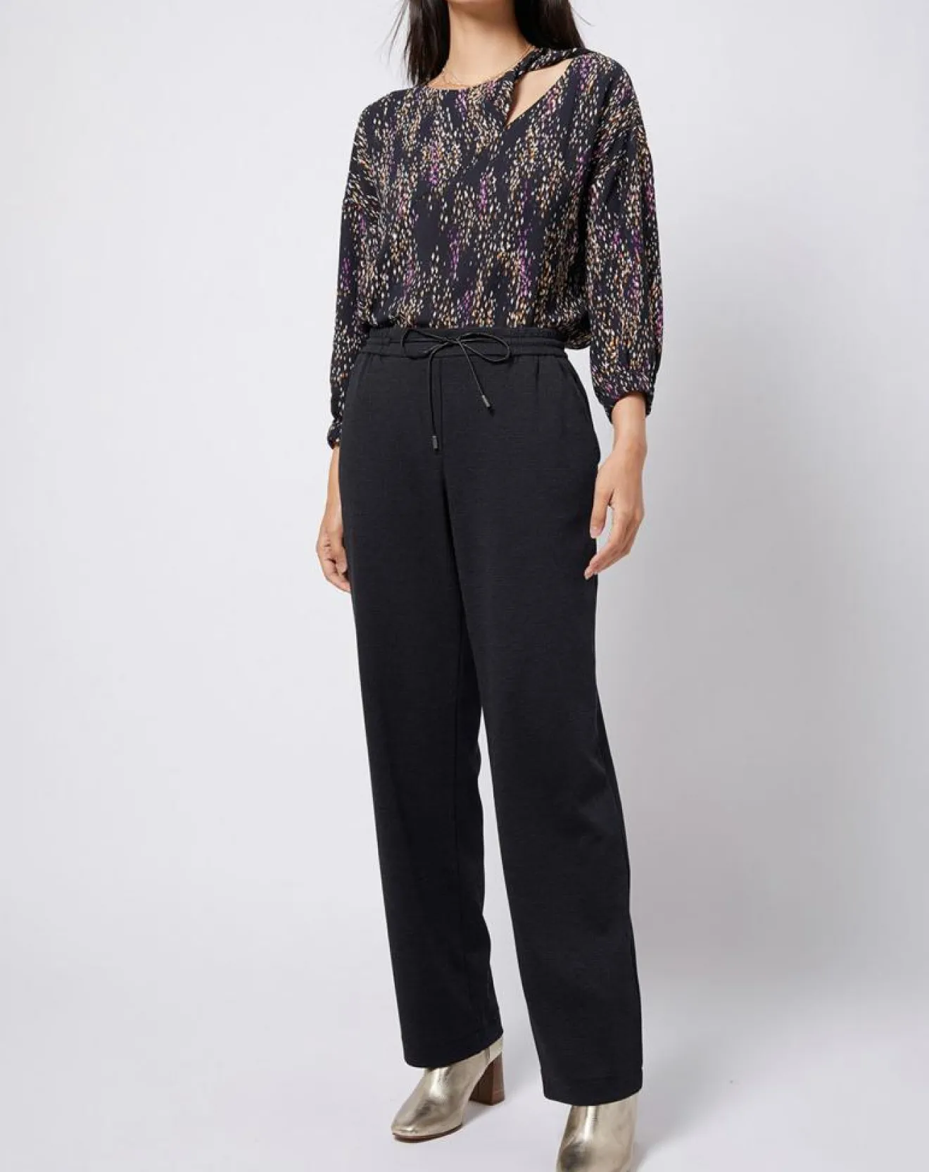 Femme Esprit Blouse fluide à motif et découpe multicolore