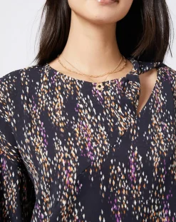 Femme Esprit Blouse fluide à motif et découpe multicolore