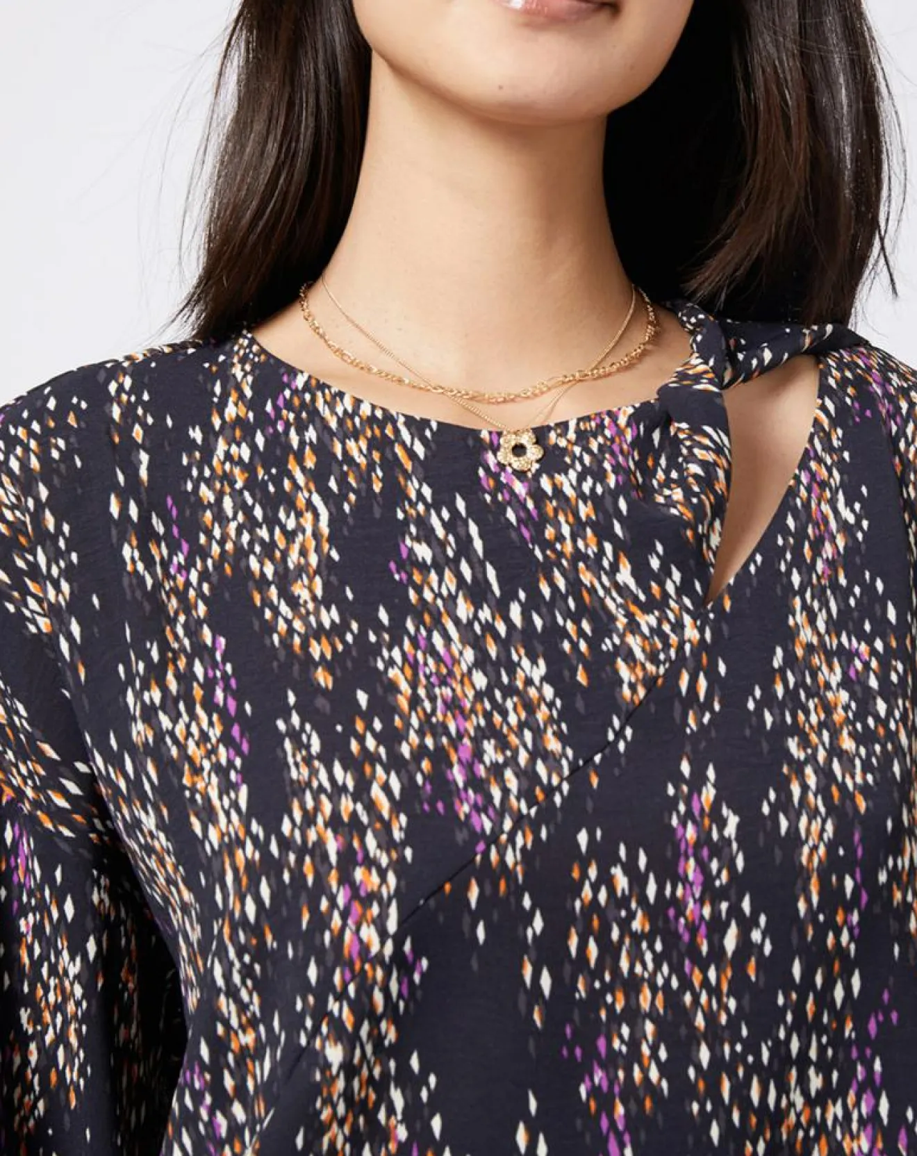 Femme Esprit Blouse fluide à motif et découpe multicolore