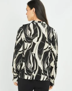 Outlet Lauren Vidal Blouse fluide Store imprimée rétro noir/écru