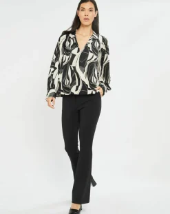 Outlet Lauren Vidal Blouse fluide Store imprimée rétro noir/écru