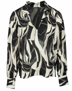 Outlet Lauren Vidal Blouse fluide Store imprimée rétro noir/écru