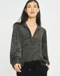 New Lauren Vidal Blouse fluide Store imprimée rosace noire
