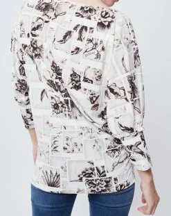 Femme John Galliano Blouse imprimée blanc/beige