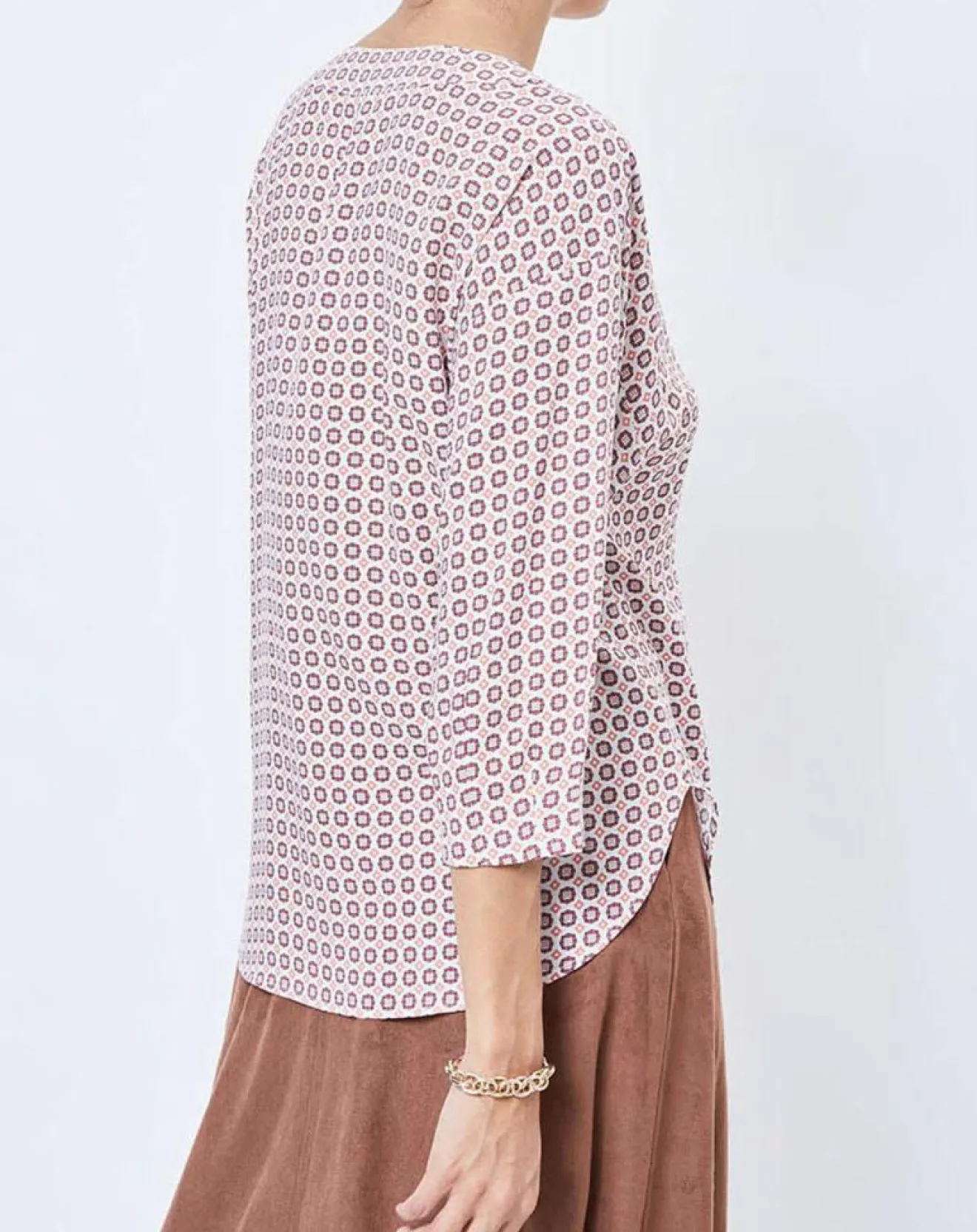 Femme Esprit Blouse imprimée géométrique blanc/multicolore