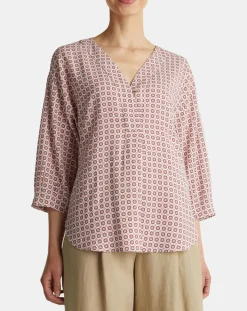 Femme Esprit Blouse imprimée géométrique blanc/multicolore