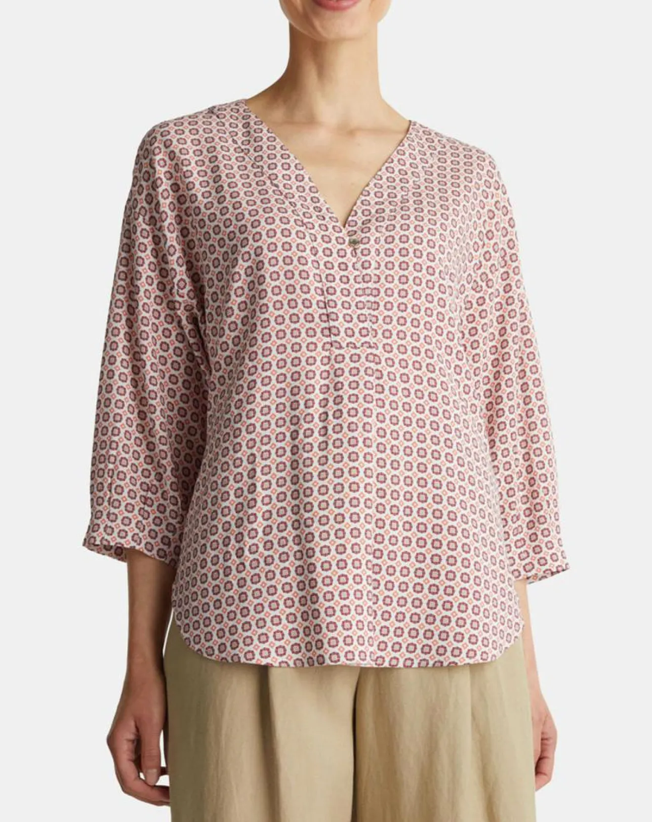 Femme Esprit Blouse imprimée géométrique blanc/multicolore