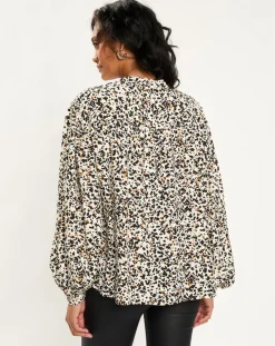 Femme Esprit Blouse imprimée Leo écrue