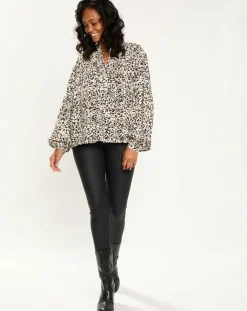 Femme Esprit Blouse imprimée Leo écrue