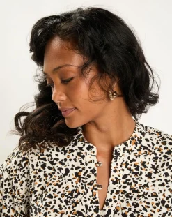 Femme Esprit Blouse imprimée Leo écrue