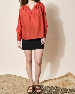 Femme Louizon Blouse loose Olivera rouge