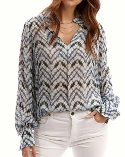 Femme Lauren Vidal Blouse Mia indigo/écru