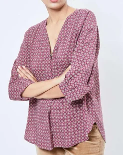 Femme Esprit Blouse motif Géométrique rouge/multicolore