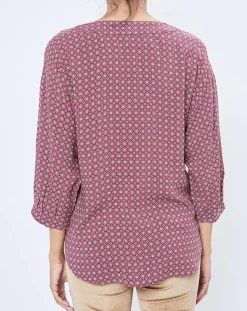 Femme Esprit Blouse motif Géométrique rouge/multicolore