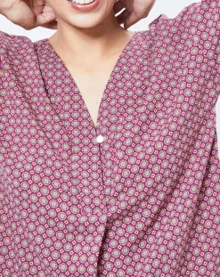 Femme Esprit Blouse motif Géométrique rouge/multicolore