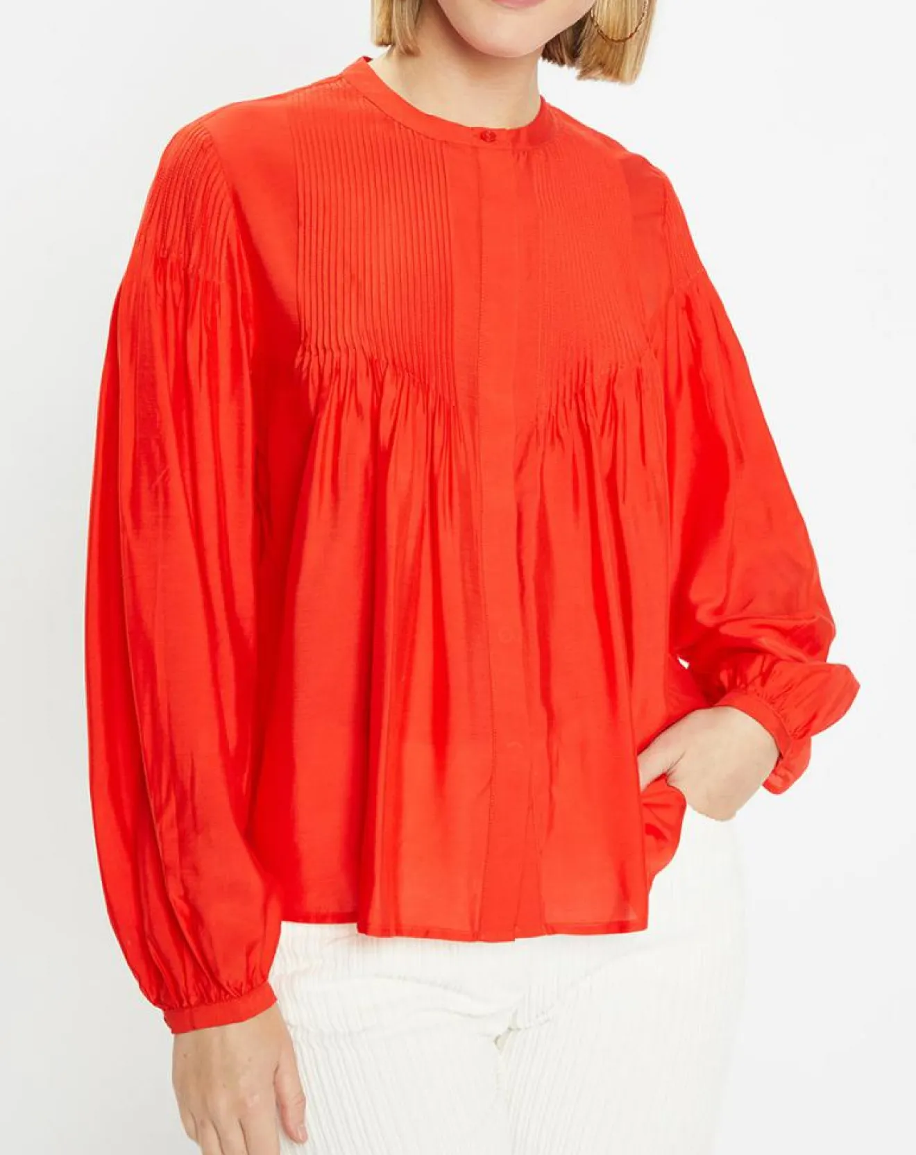 Femme Galeries Lafayette Blouse plissée Gado rouge