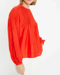 Femme Galeries Lafayette Blouse plissée Gado rouge