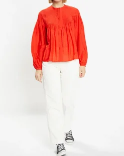 Femme Galeries Lafayette Blouse plissée Gado rouge