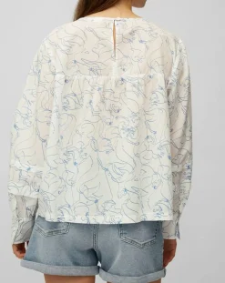 Femme Marc O'Polo Blouse print sirène blanc/bleu