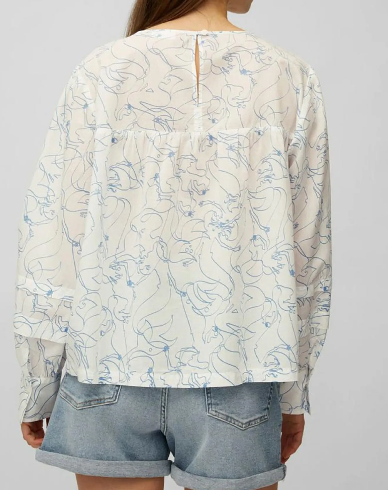 Femme Marc O'Polo Blouse print sirène blanc/bleu