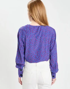 Outlet Galeries Lafayette Blouse Print Tori bleu/violet