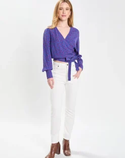 Outlet Galeries Lafayette Blouse Print Tori bleu/violet