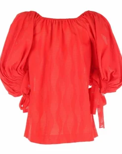 Hot Derhy Blouse Ralenti texturée manches bouffantes rouge