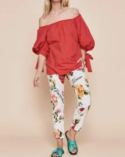 Hot Derhy Blouse Ralenti texturée manches bouffantes rouge