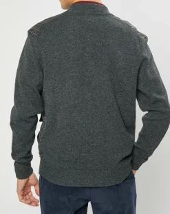 Outlet Hackett London Blouson 100% Laine Tricot imprimé pied-de-poule gris/marron