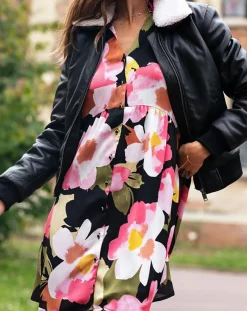 Outlet La Petite Etoile Blouson Aviateur en Cuir Zola noir