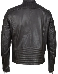 Clearance Blue Wellford Blouson Biker en Cuir Junior marron