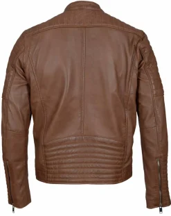Clearance Blue Wellford Blouson Biker en Cuir Junior cognac