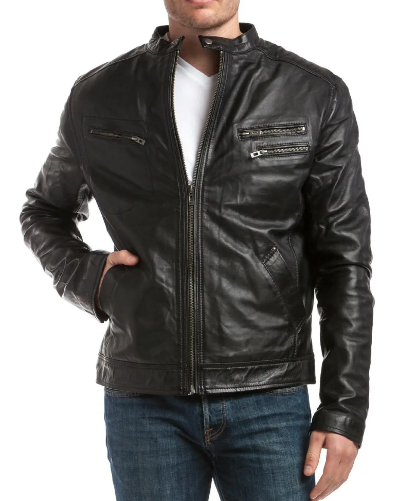 Chyston Blouson en Cuir Alessandro noir