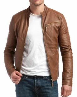 Homme Chyston Blouson en Cuir Ben cognac